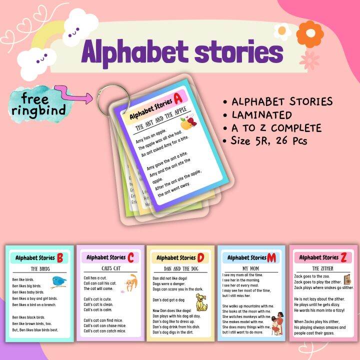 Laminated Alphabet Stories Reading Phonics Story Flashcards | Lazada PH