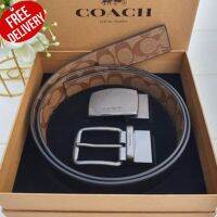 SET เข็มขัด COACH BOXED HARNESS PLAQUE REVERSIBLE BELT IN SIGNATURE CANVAS