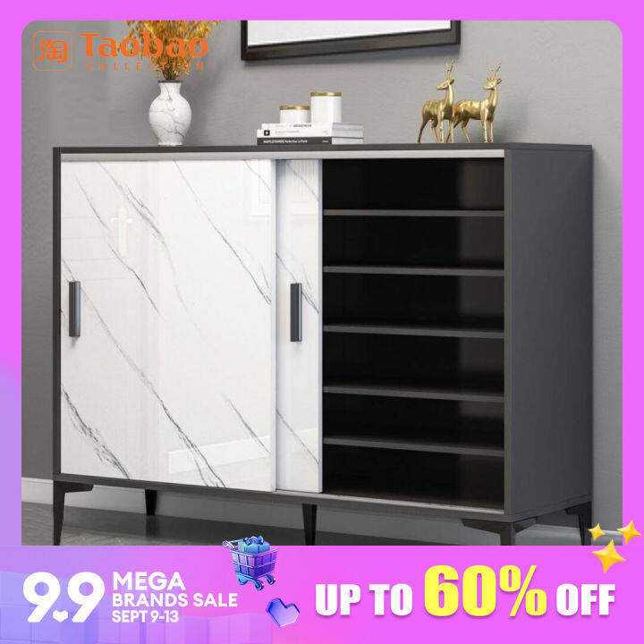 Light luxury glass door shoe cabinet, large capacity entrance