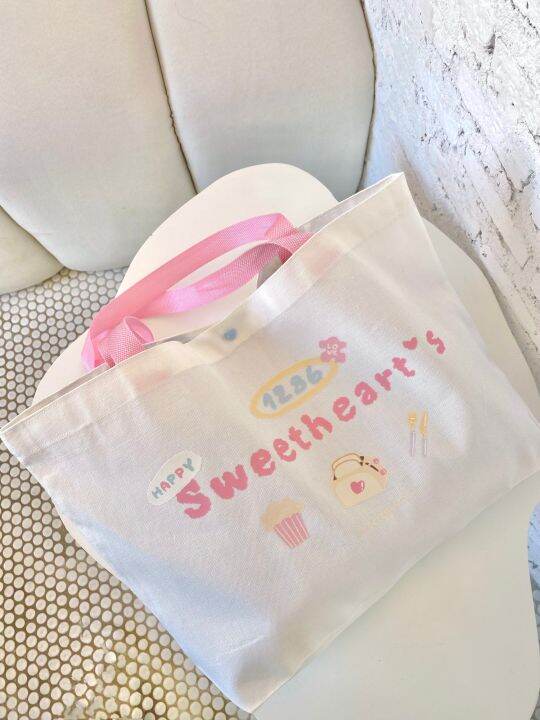 กระเป๋าผ้า-sweetheart-by-sweetsweety-สายสีชมพูสุดน่ารัก