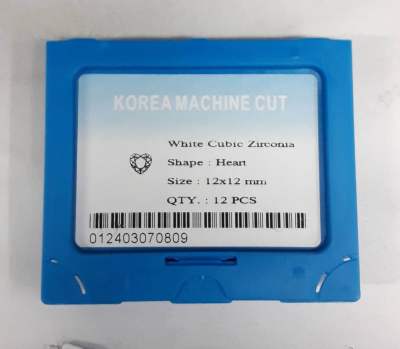 Cz Korea machine Heart shape cut 12x12mm.  2 pieces