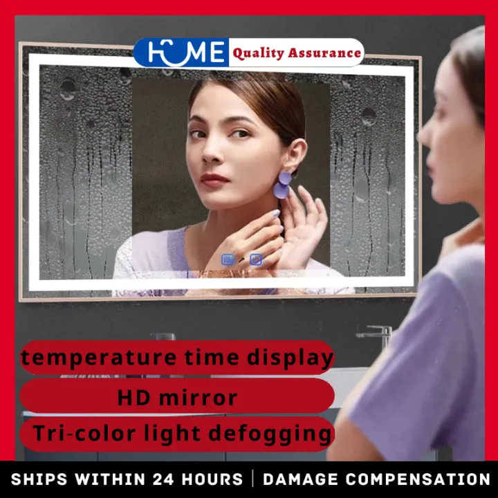 【Home】90*70cm smart bathroom mirror defogging time LED light 3color