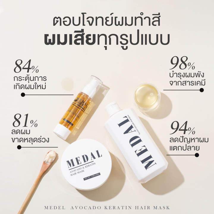 medal-เซ็ตทดลองใช้-3-ชิ้น-มาร์ก30g-แชมพู30g-เซรั่ม5ml