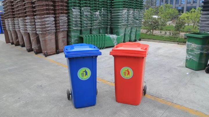 240 Liters Mobile Trash Bin with Cover and Wheels Assorted Colors (EN ...