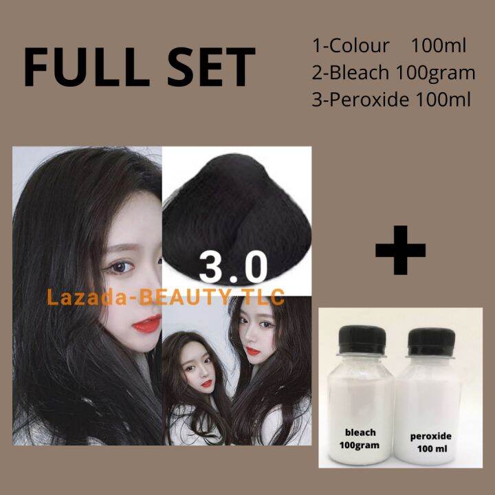 🔥READY STOK🔥 3.0(33/0)BLACK TEA Hair Dye Color Cream 100ML/Popular