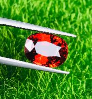 โกเมนเฮสโซไนต์สีแดงธรรมชาติ 5.4 กะรัต 11.8x9x6.1มม. รูปไข่ 5.4cts natural red hessonite garnet 11.8x9x6.1mm oval