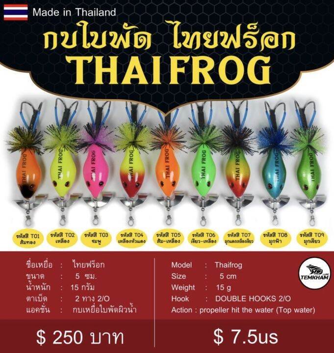 กบใบพัด-ไทยฟร็อก-เต็มคำ-กบใบพัดแสตนเลตขัดเงา-ขนาด-5-เซน-หนัก-15-กรัม-มีให้เลือก-9สี-ตัวละ-250บาท