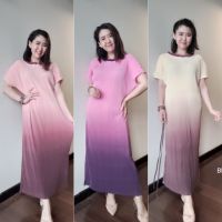 ?Maxidress 2tone ชุดเดรสยาวเนื้อผ้าอัดพลีทไล่สีทูโทนสีพาสเทลมาพร้อมเชือกผูกเอว เดรสสาวอวบ แฟชั่นสาวอวบ เดรสยืดเนื้อผ้าอัดพลีส