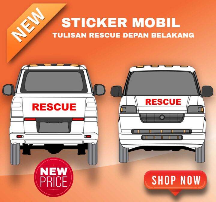 Stiker Tulisan Rescue Depan Belakang Mobil Lazada Indonesia