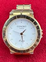 CONCRET PARIS Quartz ตัวเรือนทองชุบ นาฬิกาผู้ชาย มือสองของแท้