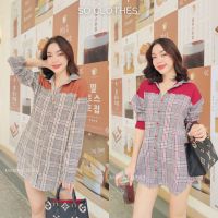 Maria Closet Dress shirt เดรสเชิ้ตแขนยาว ลายสก๊อต เรียบหรู Soclothes