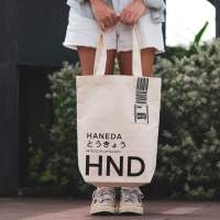 พร้อมส่ง ! กระเป๋าผ้าแคนวาส Canvas Tote Bag - ลาย Code สนามบิน HND Haneda by Hundred.above