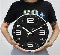 นาฬิกาแขวน wall clock #เลขใหญ่กรอบขาวพื้นดำ CK0003 ขนาด12นิ้ว นาฬิกาติดผนัง ทรงกลม เสียงเงียบ