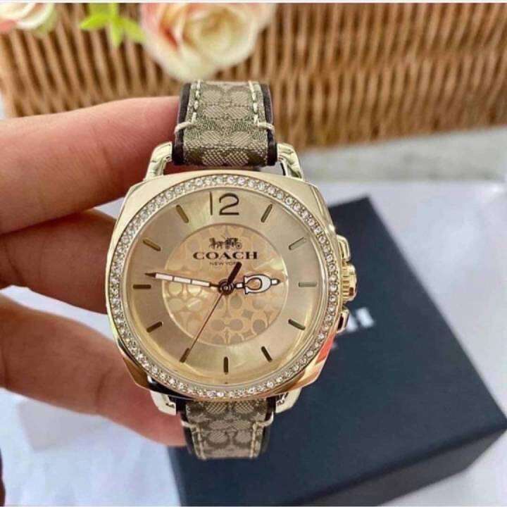 นาฬิกา-coach-14503150-นาฬิกาผู้หญิง-หน้าปัดล้อมคริสตันสีทอง-ขนาด-34mm