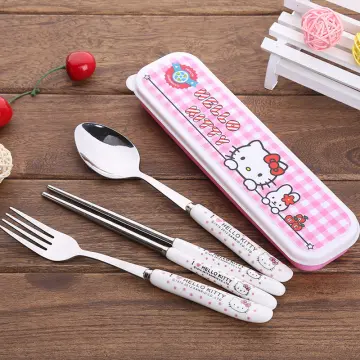 Hello Kitty Training Chopsticks Fork Spoon Flatware