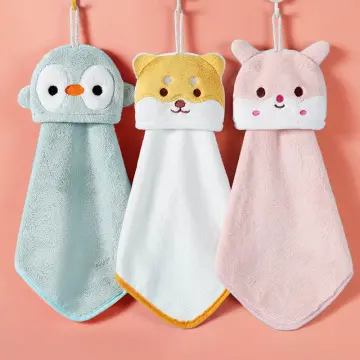 1pc Cute Pig Shaped Hanging Hand Towel, Grey