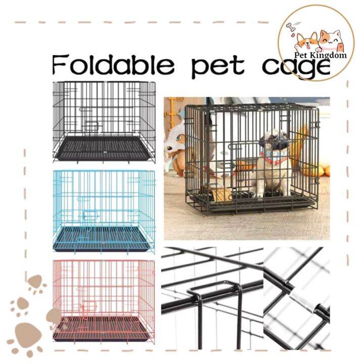 Dog Cage with Poop Tray Heavy Duty Pet Collapsible Cage Foldable Pet