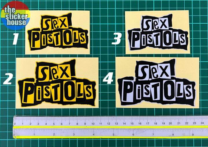 Stiker Ayat Perkataan Sex Pistols Yellowwhite Sticker Cutting Overlapping Reflective Designs 5815