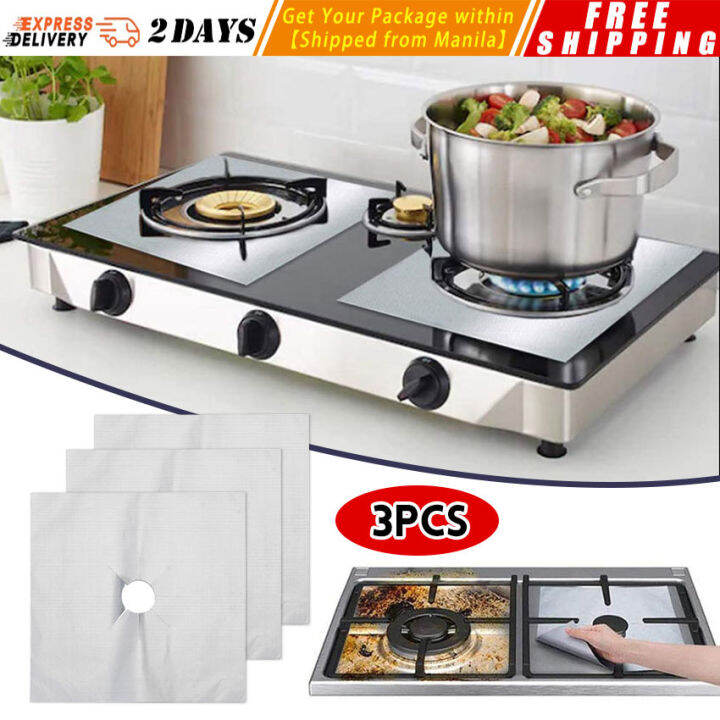 【27*27cm】3Pcs Gas Stove Protector Cooker Cover Liner Clean Mat Pad
