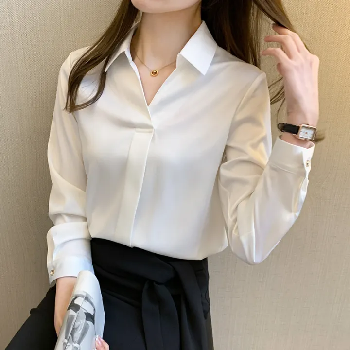 satin formal shirt for ladies