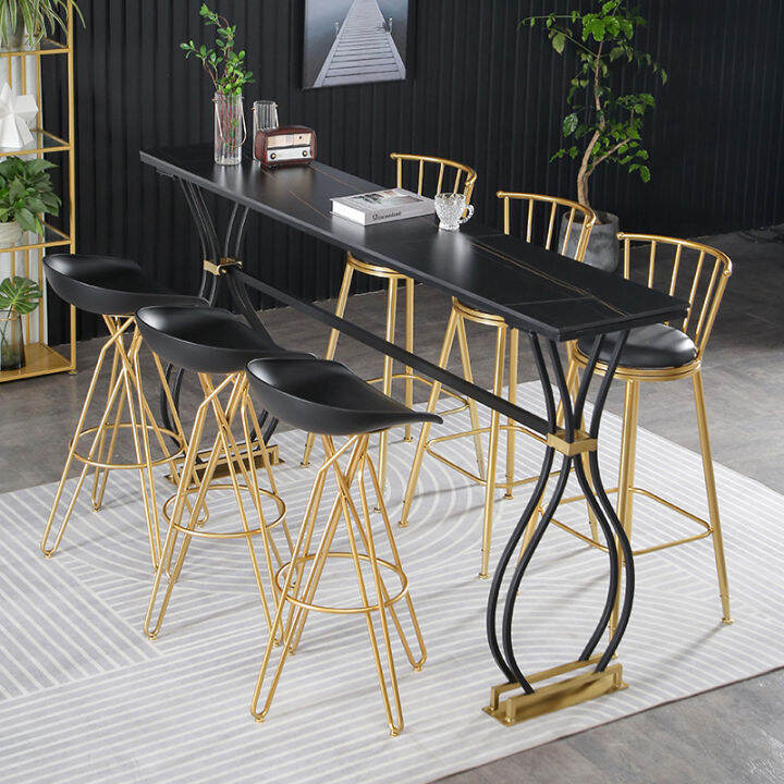 Accessible Luxury Black Gold Italian Style Stone Plate Bar Counter