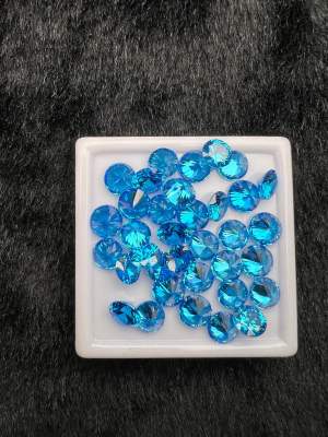 เพชร CZ สีบลู โทแพซ ROYAL BLUE TOPAZ DIAMOND เพชรรัสเซีย เพชร CZ  พลอย ขนาด7.00 มิล ( MM) 2 Pcs( 2 เม็ด)(ความยาว xความกว้าง )