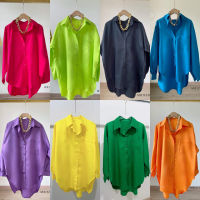 เสื้อเชิ้ตแขนยาว oversize สีสันสดใส มี 8 สี ใส่ได้ทุกโอกาส