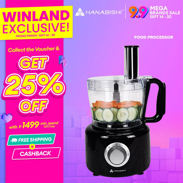 HANABISHI by Winland 9in1 Food Processor Food Chopper Bowl with