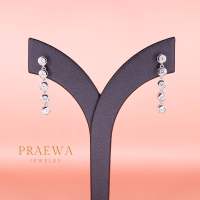 Praewa Jewelry - Elle Luxe earrings ต่างหูเงินแท้ เพชรสวิส