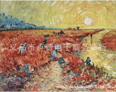 Unframed paint by numbers ชุดภาพระบายสีตามตัวเลข The Red Vineyard ไม่มีเฟรม