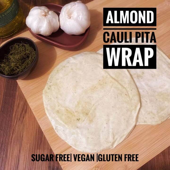 Almond Cauli Pita Wrap Keto Lowcarb Vegan Sugar free Diabetic friendly