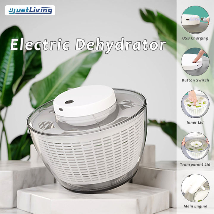 Electric Salad Dehydrator Washing Fruit And Vegetable Drainer Storage  Basket Electric Vegetable Dryer Kitchen Tools