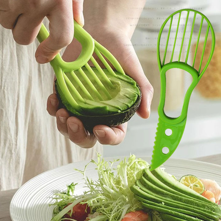 3 In 1 Avocado Slicer Shea Corer Butter Fruit Peeler Cutter Pulp Separator  Plastic Knife Kitchen