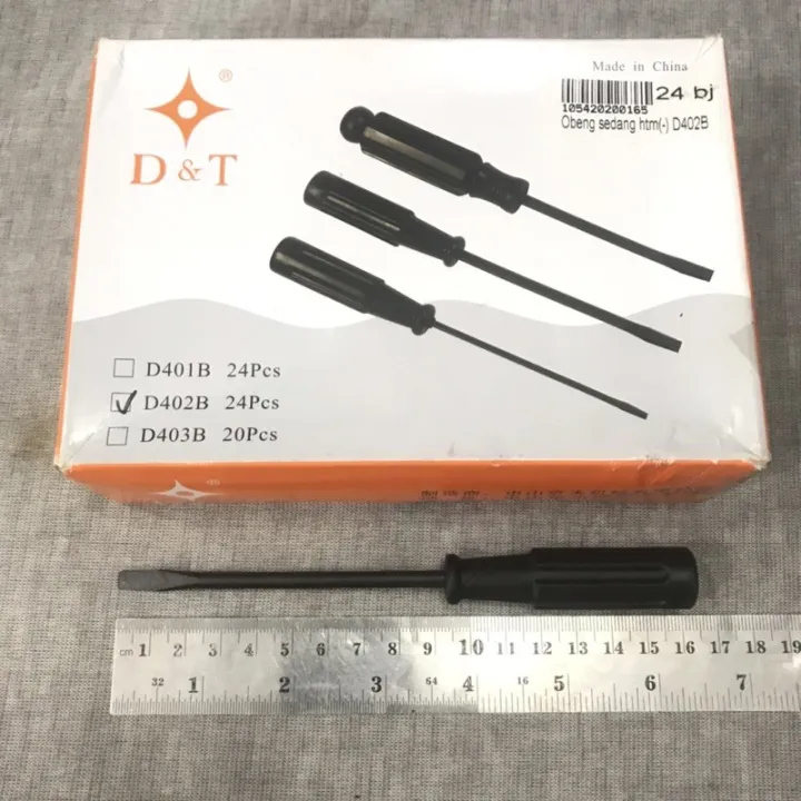Obeng sedang hitam merk D&T (-) minus D402B / Obeng lurus / obeng ...