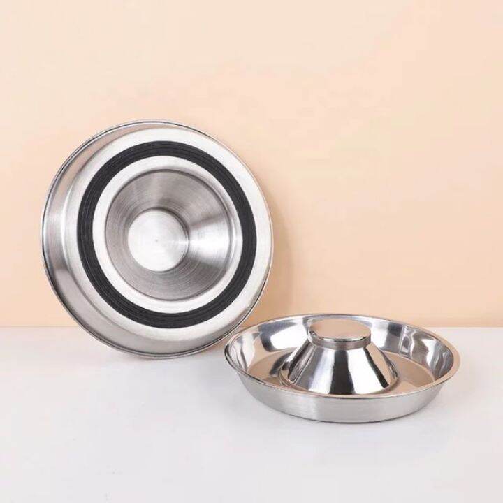 EXTRA Large Puppy Saucer Slow Feeder Stainless Dog BowL Lazada PH