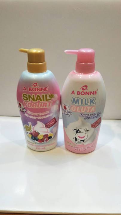 ครีมอาบน้ำ-เอ-บอนเน่-a-bonne-whip-shower-cream-450-ml-มี-2-สูตร-สเนล-โยเกิร์ต-สเนล-กูลต้า-ช่วยทำความสะอาดผิวกายได้อย่างล้ำลึกพร้อมฟื้นบำรุงผิวในขั้นตอนเดียวกัน-เพื่อผิวเนียนนุ่มชุ่มชื่นไม่แห้งกร้านอาบ