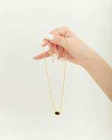 vetiver pearl Dark chocolate cookies necklace สร้อยคอหินแท้ อาเกตสีดำ เจียระไนหลังเบี้ย ตัวเรือนเงินแท้ ชุบทอง18k silver925 จัดส่งไว