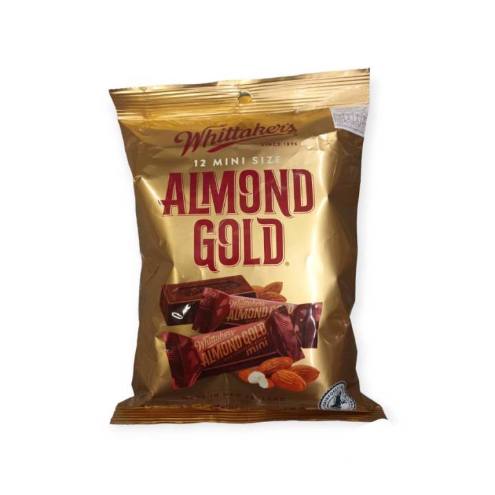 whittakers-almond-gold-180g-วิทแทคเกอร์ช็อคโกแลตผสมเมล็ดอัลมอนสีทองมินิ-180กรัม