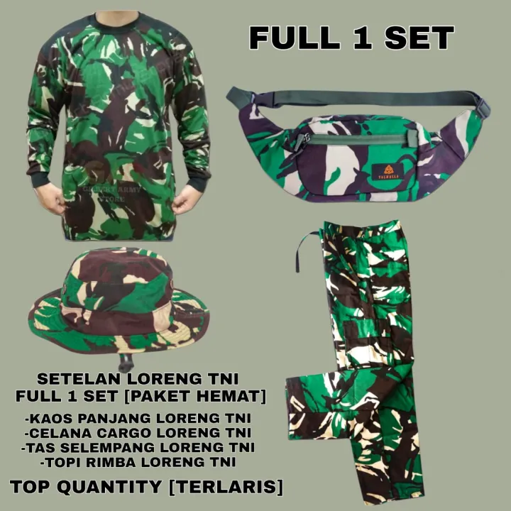 Baju Seragam Loreng Tni Satu Set Lengan Panjang Rimba Baju Setelan Loreng Tni Satu Set Baju