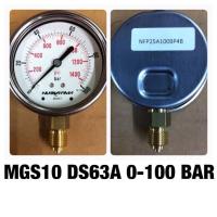 Pressure gauge"NUOVAFIMA" หน้าปัด STL ขนาด 2.5"Rang 0 ถึง 100Bar/1400Psi เกลียวทองเหลืองออกล่าง 1/4"***ออกใบกำกับภาษีได้**