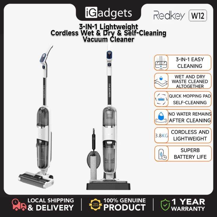 RedKey W12 Clean Elite 3in1 Lightweight Cordless Wet & Dry Vacuum & Selfcleaning Vacuum