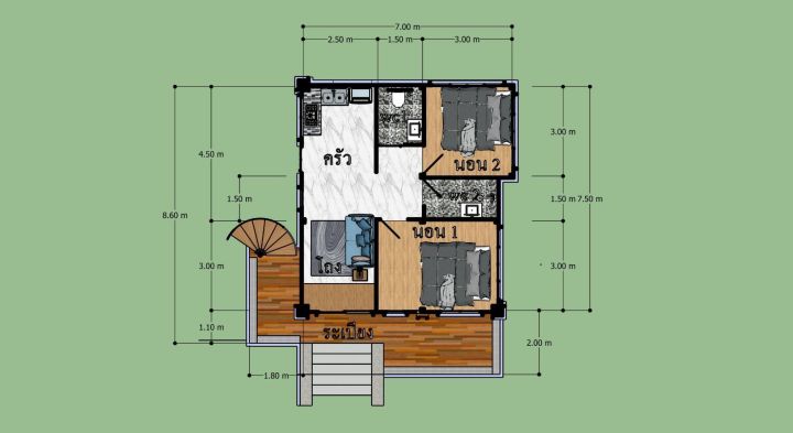 แบบบ้านสำเร็จ-2-ห้องนอน-ดาดฟ้า