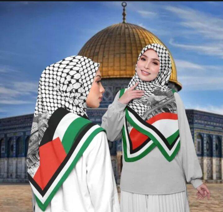 Jilbab segi 4, jilbab segi 4 free palestina, jilbab palestina, jilbab