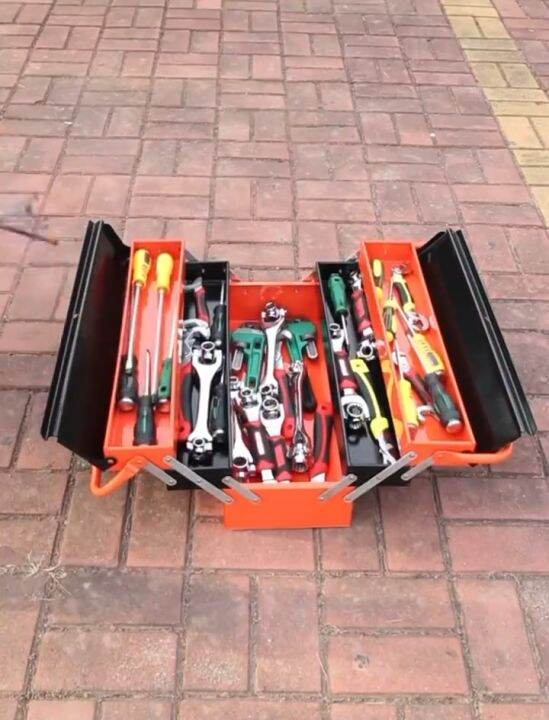 Three layer heavy steel tool box Large metal maximum storage tin tool box Professional multi