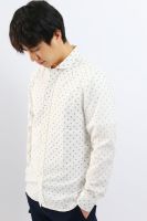 bank’s Japanese cotton seersucker shirt in polka dot print. Have a nice long weekend เสื้อเชิ้ตสีขาว เสื้อคอบัวแขนยาว