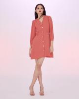 Lana Mini Dress Long Sleeve สี Red wood
