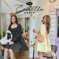 FLAT2112 FF0337 : ESETELLA DRESS  เดรสแขนยาว เดรสมีโบว์ด้านหลัง เดรสผ้าแจ๊คการ์ด พร้อมส่ง