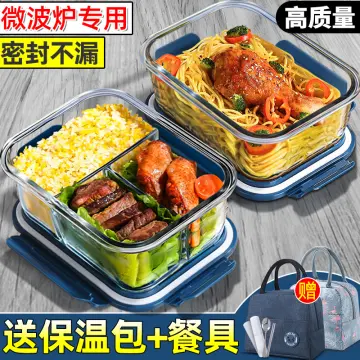 Glass Food Storage Meal Prep Containers 2 grid with Airtight Locking Lids  BPA Free Divided Glass Bento Lunch Boxes Crisper