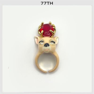 77th Ceramic deer crystal ring
