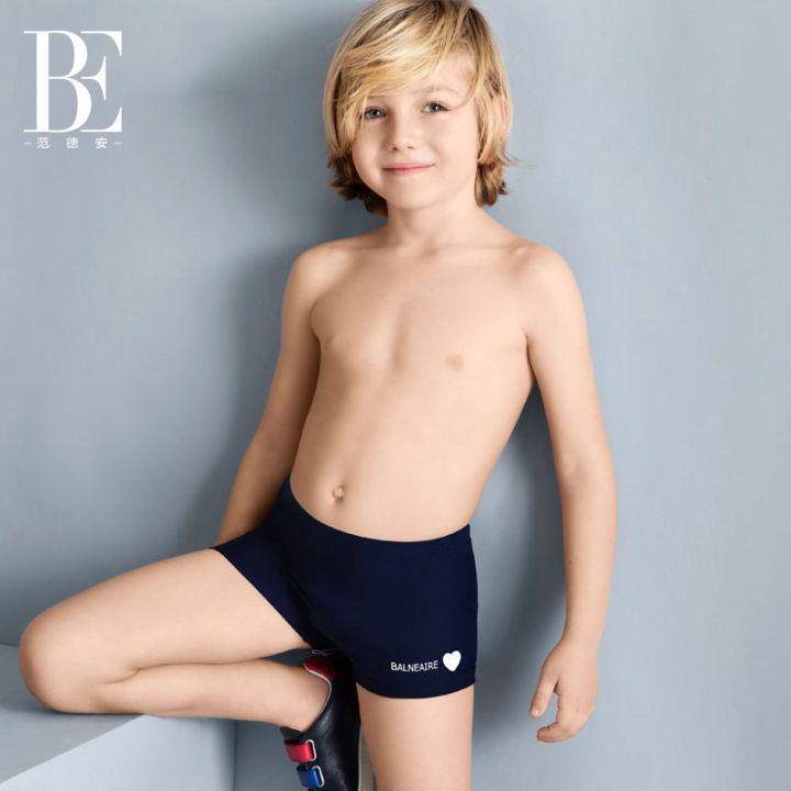 vandan-กางเกงว่ายน้ำกีฬาสำหรับเด็กกางเกงว่ายน้ำฝึกซ้อมสีดำสำหรับเด็กชายวัย5-12ขวบ